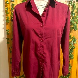 Burgundy button up blouse